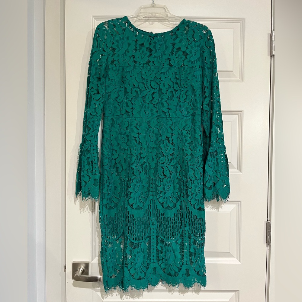 Lulu's Teal Lace Long Sleeve Dress